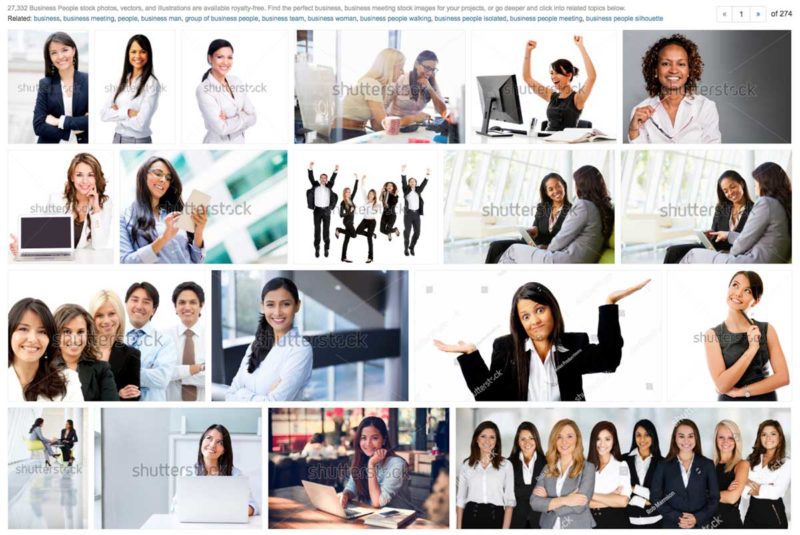 A search on Shutterstock for hispanic woman business people