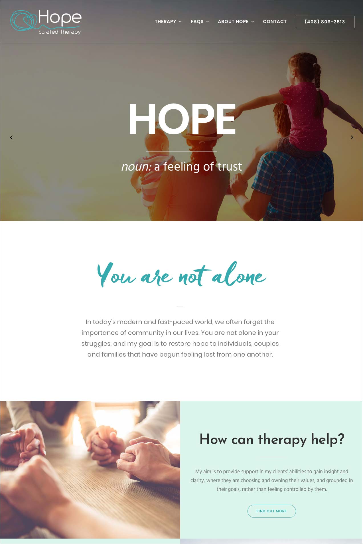 Hope Curated Therapy - a therapist website for an associate MFT