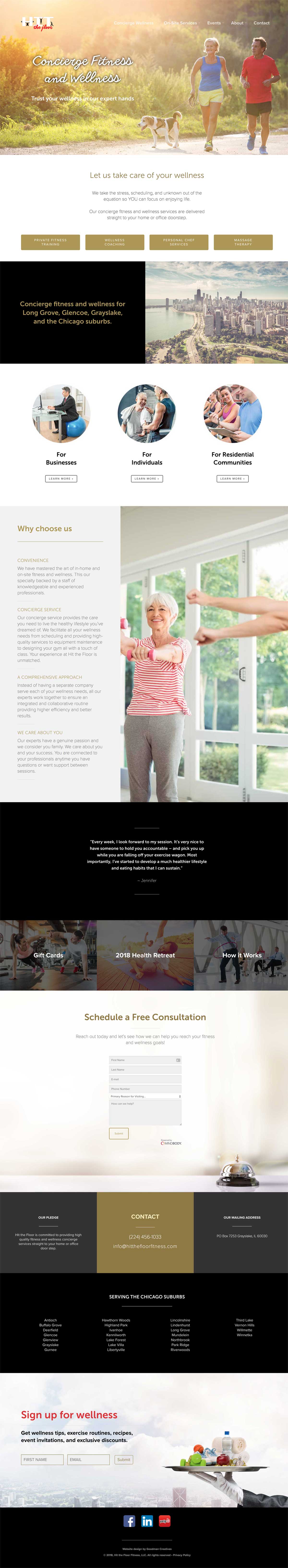 Website design for a concierge fitness company in the Chicago Suburbs