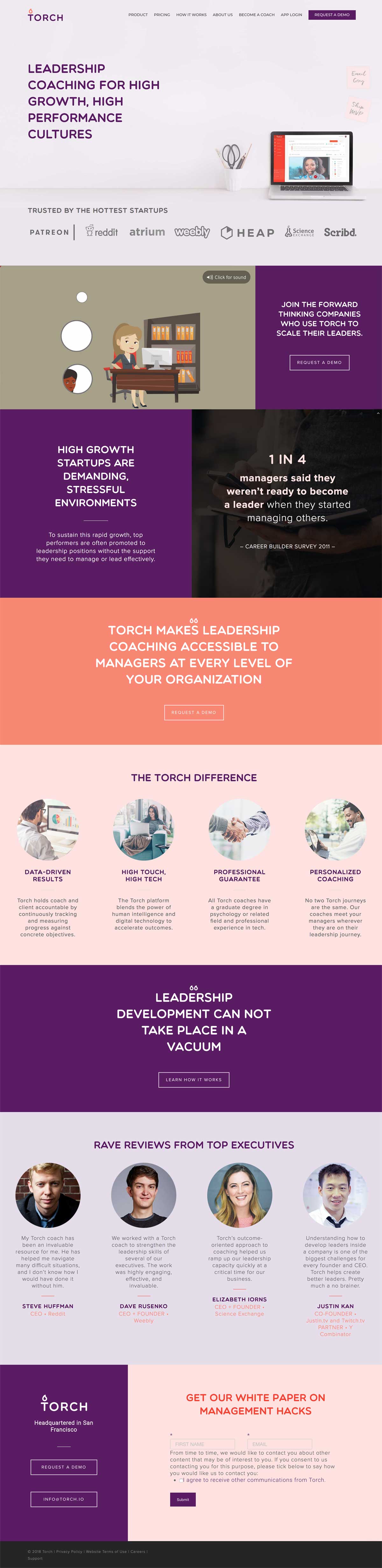 We provided web design and marketing services to Torch - a Silicon Valley tech startup