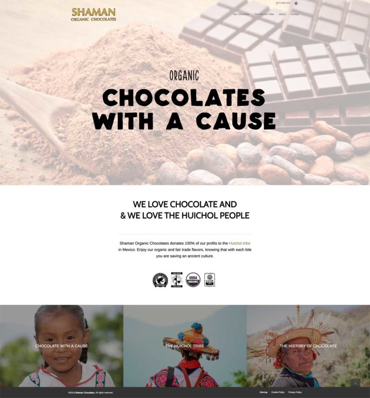 Shaman Organic Chocolates Website Design in Santa Cruz