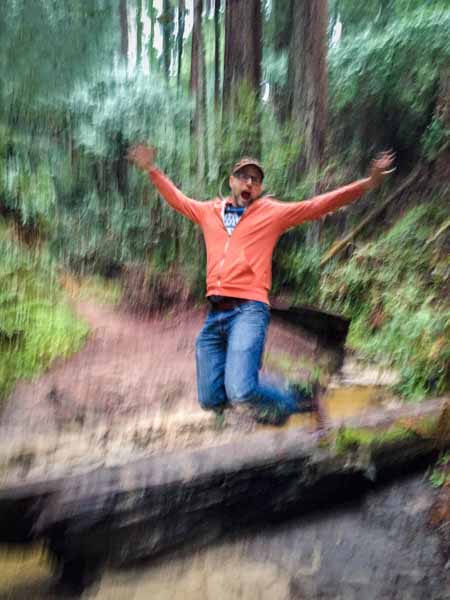 Greg Goodman Therapist Website Design Expert Jumps in Henry Cowell Redwoods State Park