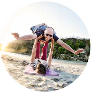 Acro Yoga on the beach with Greg Goodman, Web Designer and Marketing Expert