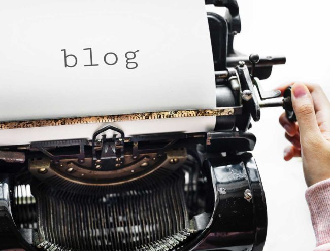 Writing a blog post on a typewriter