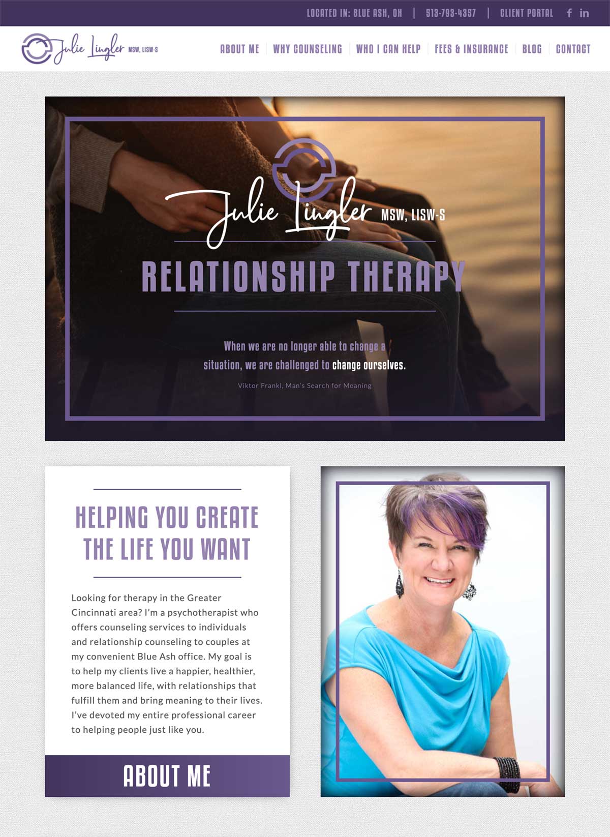 Julie Lingler therapist web design sample