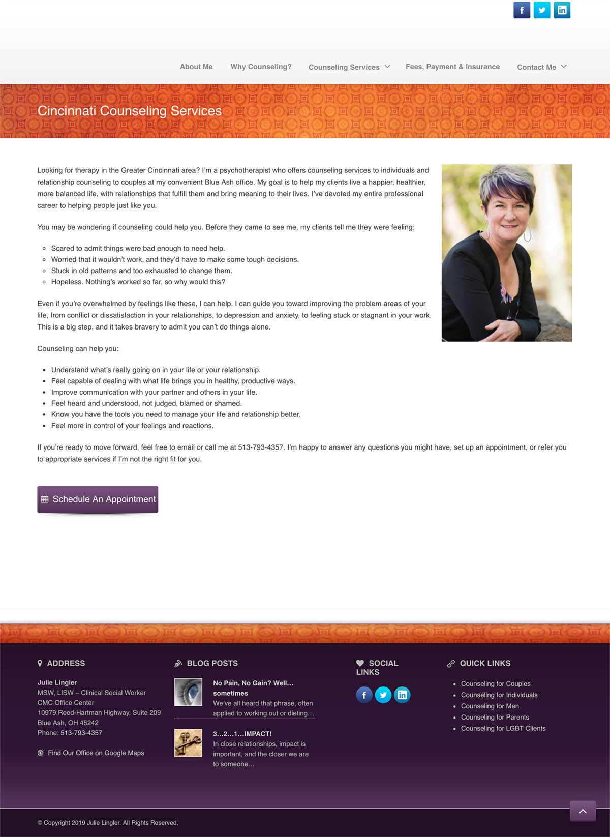 Julie Lingler therapist web design sample