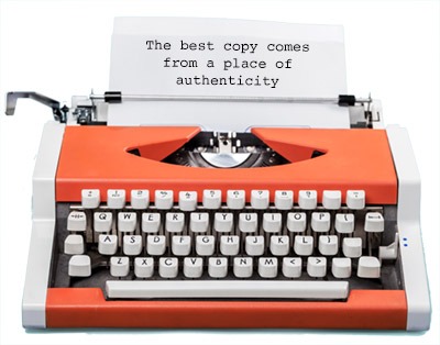 marketing website copywriting on a typewriter