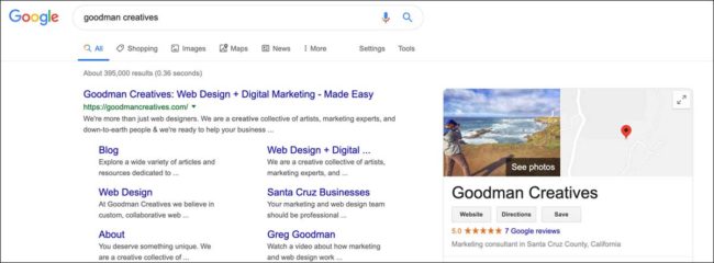 The Goodman Creatives Google Business Listing