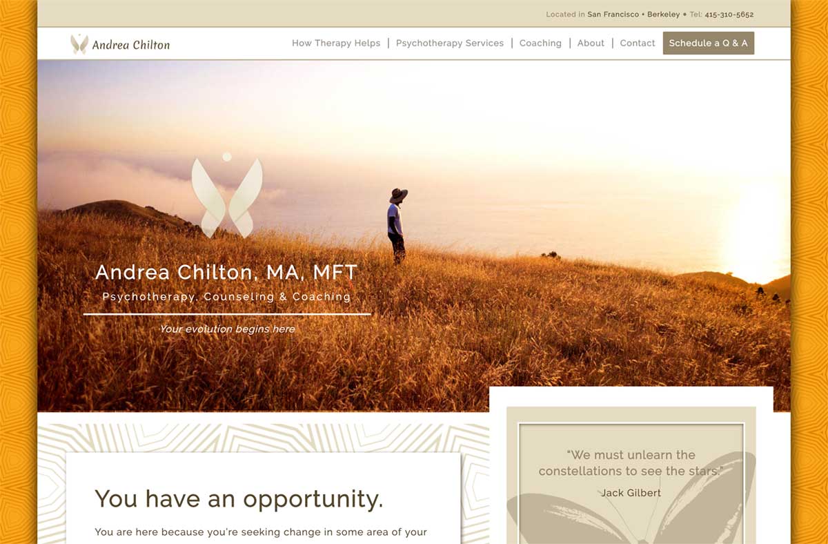 Andrea Chilton, MA, MFT - therapist website design sample