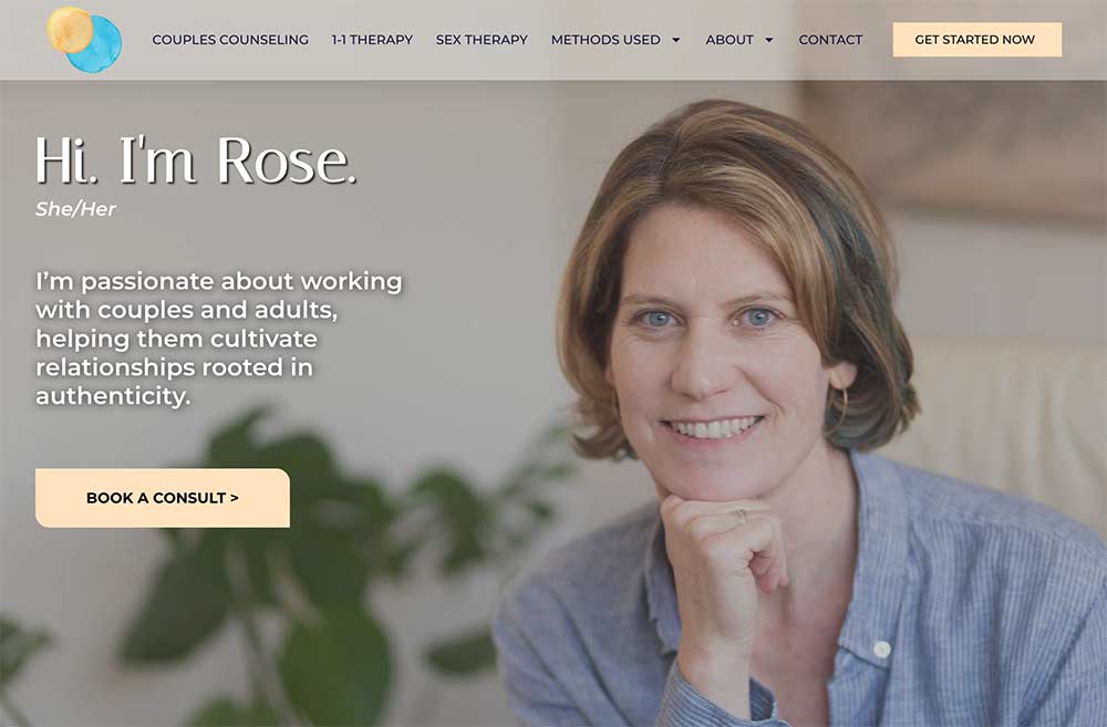 Rose Schweig LMFT Therapist Website Design Portfolio   Rose Schweig Therapist Website Design 