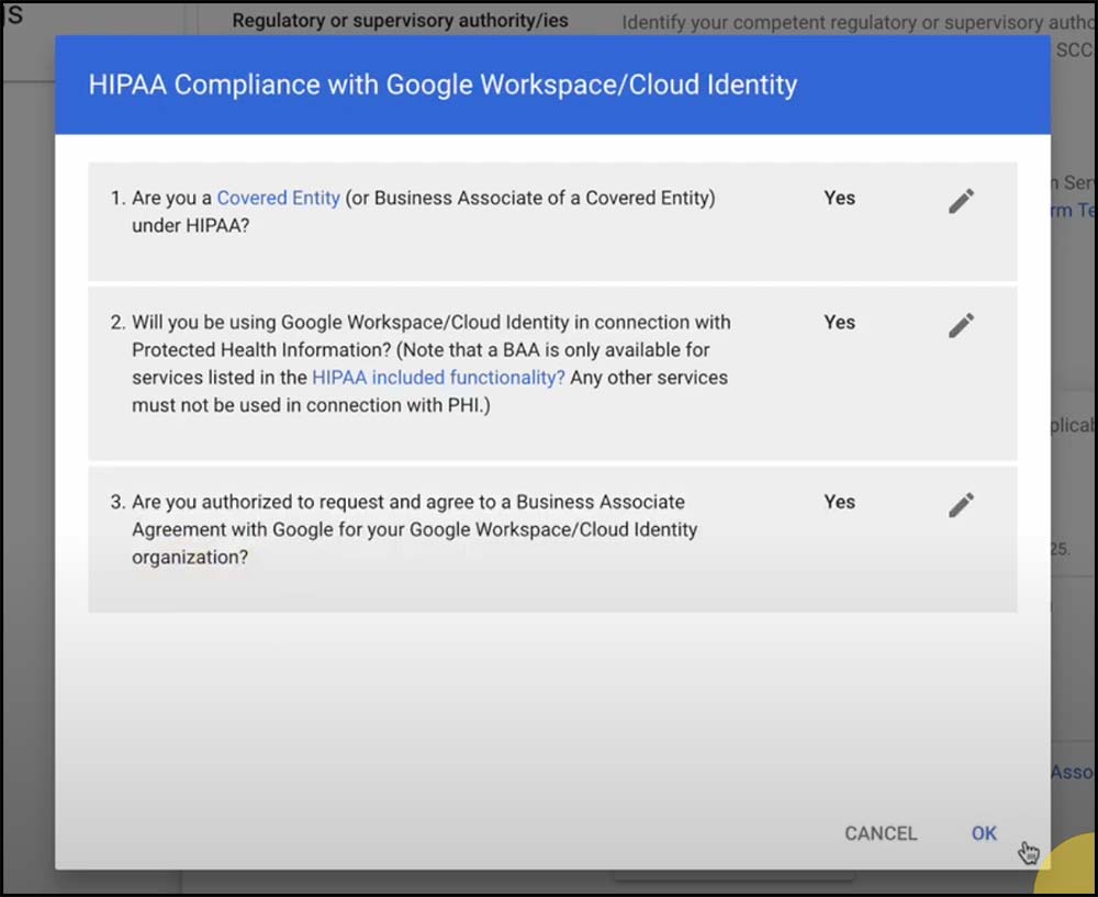 How to sign a BAA for Google Workspace for therapists