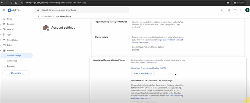 Settings for making Google Suite HIPAA compliant