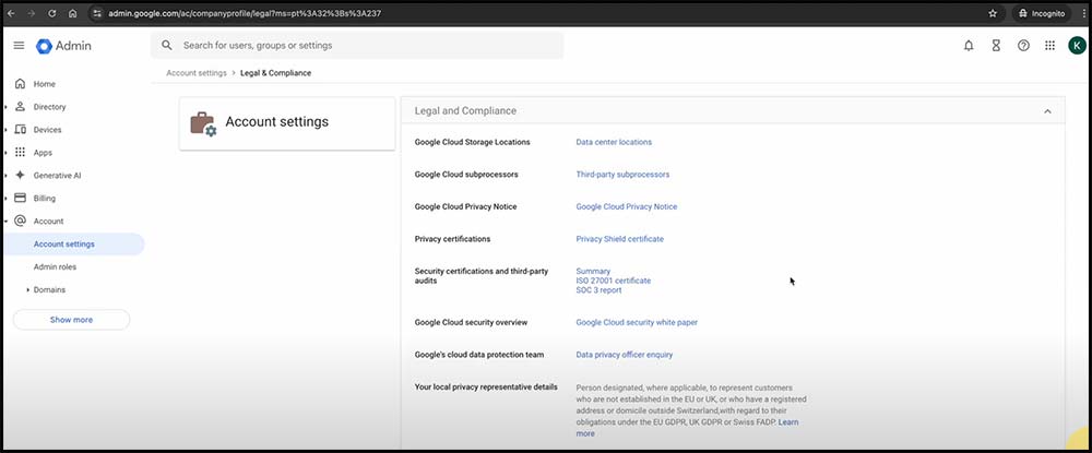 Google Workspace walkthrough for HIPAA legal compliance