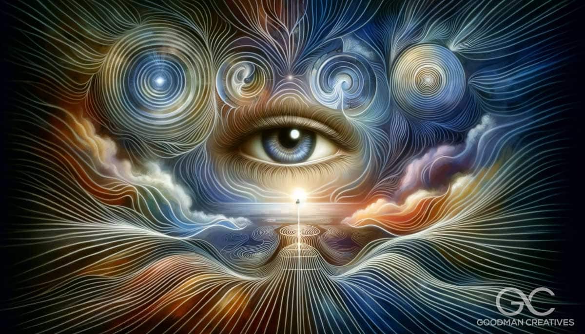 An artistic representation of Eye Movement Desensitization and Reprocessing (EMDR) therapy. The image features a serene and focused environment, symbo