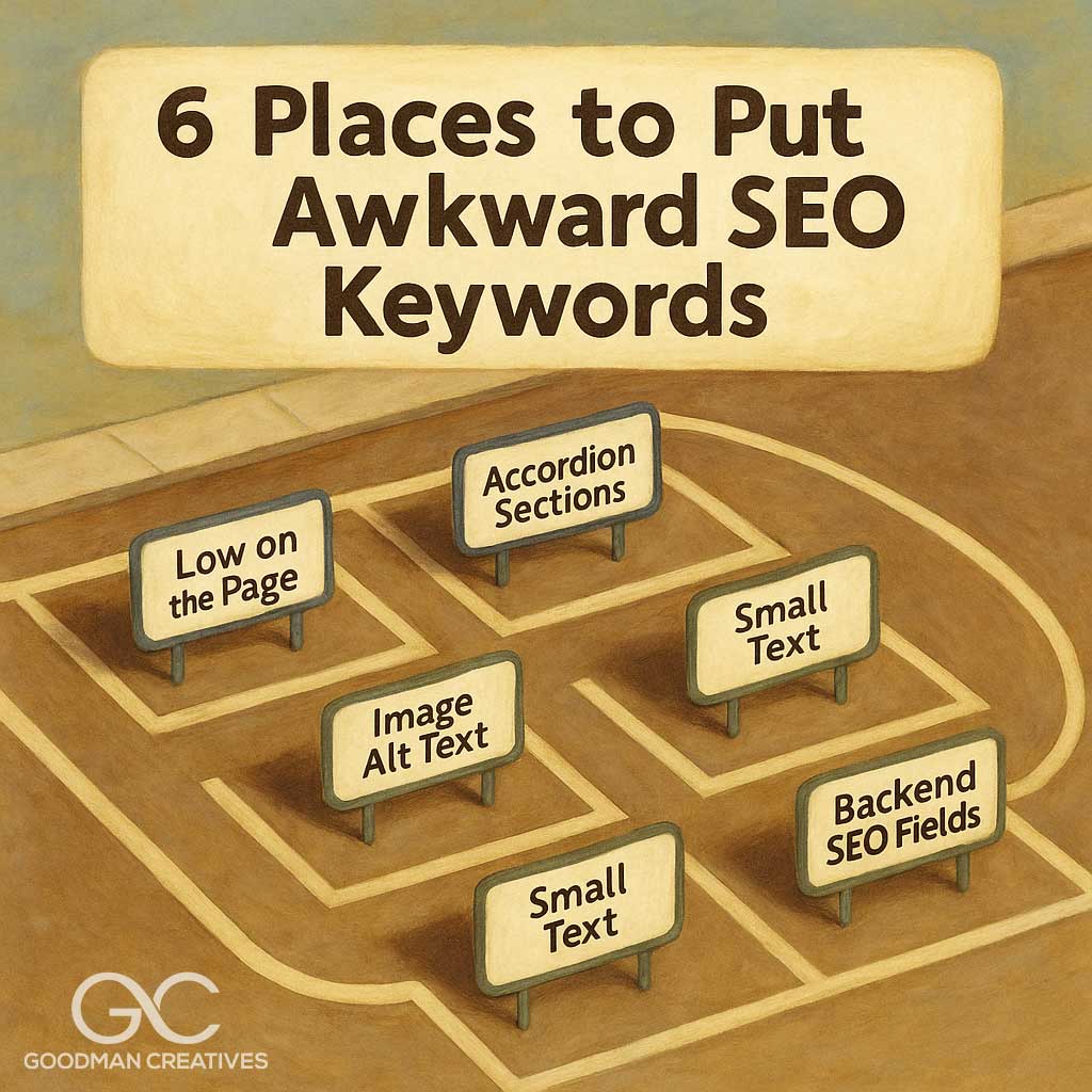 where to put awkward seo keywords on a webpage