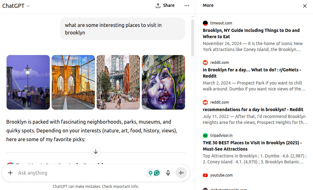 ChatGPT references a Reddit discussion in an answer.