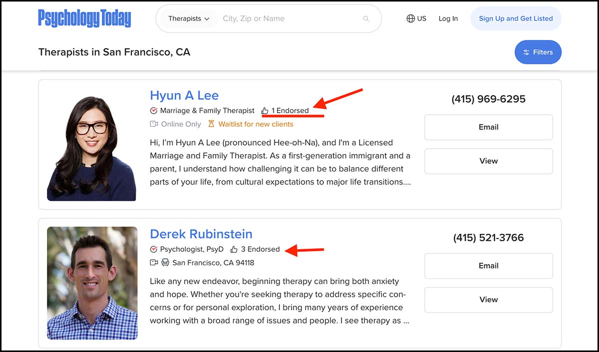 what does an endorsement look like in psychology today