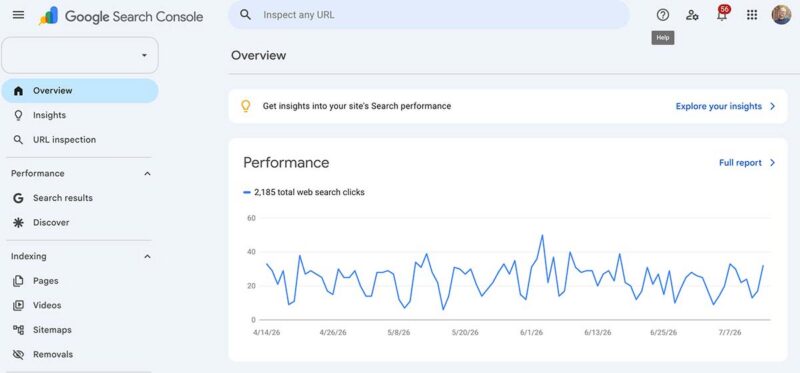Google search console screenshot