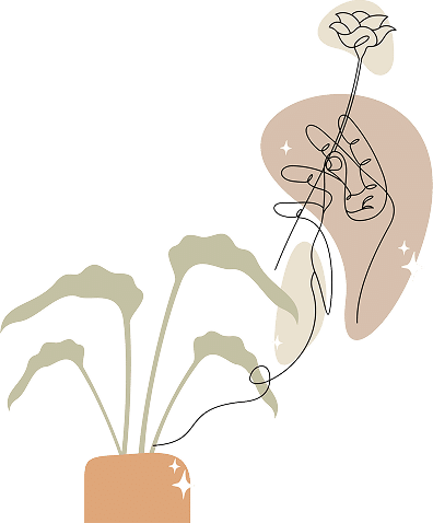 plant line art with hand