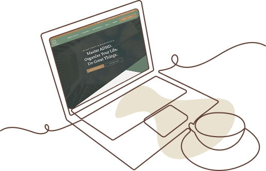 laptop with website line art