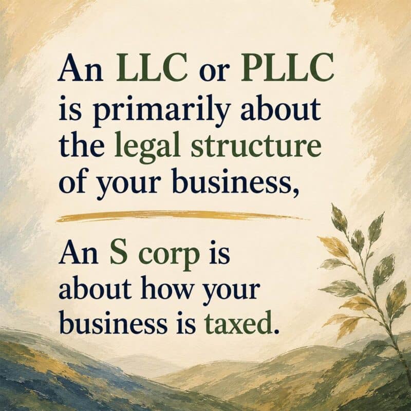 Whats the difference between an s corp and an llc or pllc for therapists and mental health
