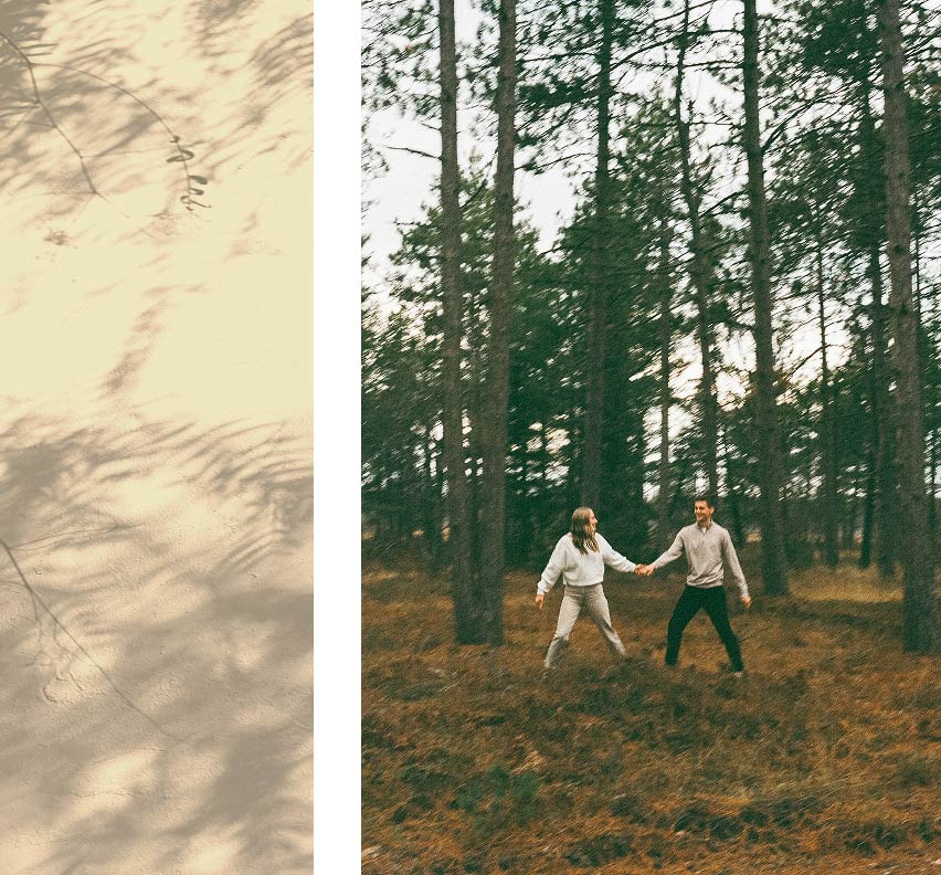 Two people in the woods